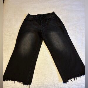 Judy Blue Black Flare Jeans with Frayed Hem